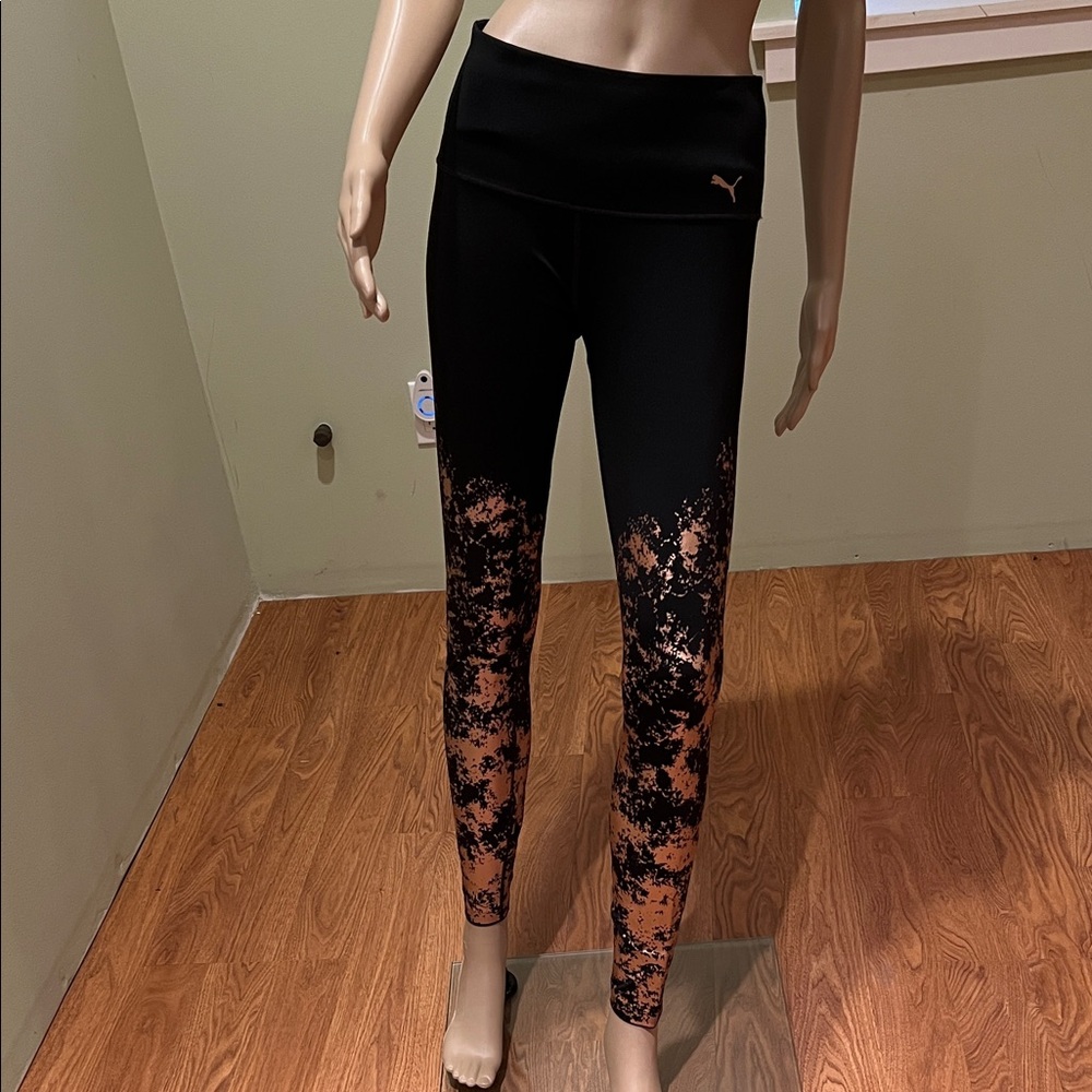 Puma Black Leggings with Copper Splash Print
